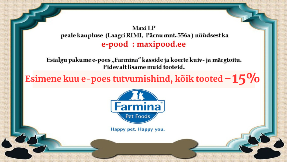 Farmina kõik tooted- 15%