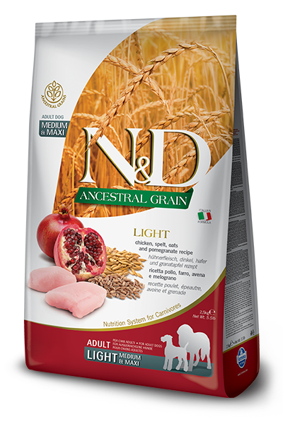 Farmina N&D Canine ANCESTRAL GRAIN Chicken, Spelt, Oats & Pomegranate LIGHT Adult Med/Max