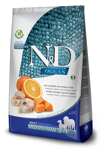 Farmina N&D Canine OCEAN Cod, PUMPKIN & Orange Adult Med/Maxi