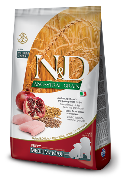 Farmina N&D ANCESTRAL GRAIN Chicken, Spelt, Oats & Pomegranate PUPPY  Med/Max