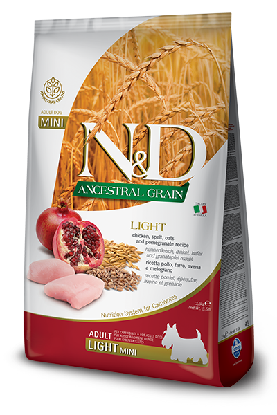 Farmina N&D Canine ANCESTRAL GRAIN Chicken, Spelt, Oats & Pomegranate LIGHT Adult Mini
