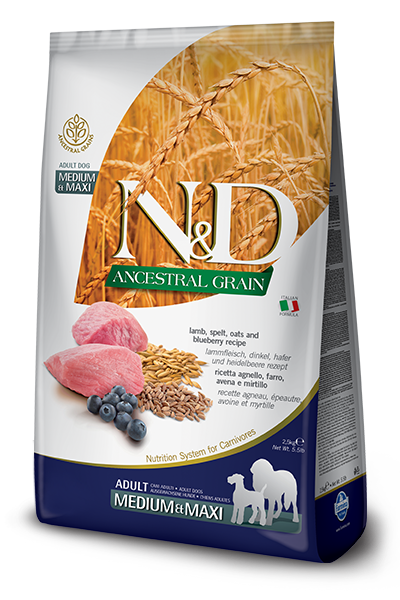 Farmina N&D Canine ANCESTRAL GRAIN Lamb, Spelt, Oats & Blueberry Adult Med/Max