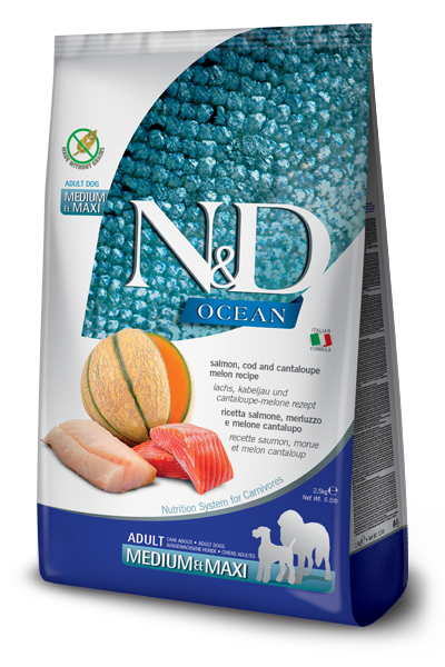 Farmina N&D Canine OCEAN Salmon, Cod & Cantaloupe Melon Adult Med/Max